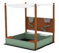 AIYAPLAY Arenero para Niños de Madera con Techo Arenero Infantil con 2 Asientos 2 Cajas Grifo Embudo 116x112,5x128 cm Verde Aosom España