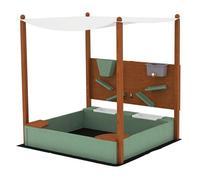 AIYAPLAY Arenero para Niños de Madera con Techo, Arenero Infantil con 2 Asientos, 2 Cajas, Grifo, Embudo, Caja de Arena para Niños de 3-6 Años, para Patio, Jardín, Balcón, 116x112,5x128 cm, Verde