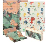 AIYAPLAY Baby Play Mat Double Sided, Plegable & Reversible Activity Playmat, Impermeable Kids Foam Crawling Mat for Outdoor Indoor Playtime Picnics, 177 x 146 x 1.5cm, Dinosaur Theme