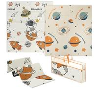 AIYAPLAY Baby Play Mat Double Sided, Plegable & Reversible Activity Playmat, Impermeable Kids Foam Crawling Mat for Outdoor Indoor Playtime Picnics, 177 x 146 x 1.5cm, Astronaut & Planet Theme