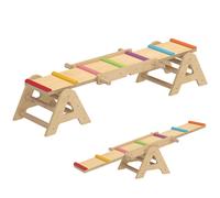 AIYAPLAY Balancín de madera y barra de equilibrio, 2 en 1, balancín infantil para 2-4 años, 133 x 38 x 24 cm, Multicolor Aosom España