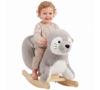 AIYAPLAY Balancín para bebé con Forma de Foca, Sonidos realistas, cinturón y topes antivuelco, Juguete de Felpa para niños de 12 a 36 Meses, Gris
