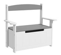 AIYAPLAY Banco Almacenaje para Niños con Respaldo Tapa Amortiguadora Carga 30 kg para Salas de Juego 68,5x34x58 cm Gris y Blanco