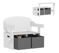 AIYAPLAY Banco Infantil Convertible 3 en 1, Juego de Mesa y Silla, Baúl de Juguetes con Cubos de Tela Extraíbles, Banco de Almacenaje, Mueble Multifuncional para Niños 3-6 Años, Blanco