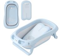 AIYAPLAY Bañera Plegable Bebé con Soporte con Orificio de Drenaje y Agujero de Ducha 83x48x23,5 cm Azul Claro
