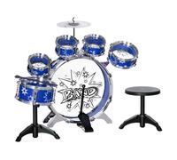 AIYAPLAY Batería Infantil con Taburete Batería para Niños de +3 Años con Tambores Bombo Platillo Pedal y Baquetas Diseño con Tema de Estrellas 65x22x57 cm Azul