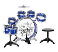 AIYAPLAY Batería Infantil con Taburete Batería para Niños de +3 Años con Tambores Bombo Platillo Pedal y Baquetas Diseño con Tema de Estrellas 65x22x57 cm Azul