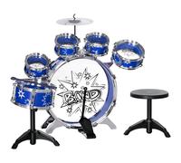 AIYAPLAY Batería para Niños de +3 Años con Tambores Bombo Platillo Pedal y Baquetas Diseño con Tema de Estrellas 65x22x57 cm Azul