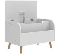 AIYAPLAY Baúl de juguetes para niños, baúl de almacenamiento infantil, tapa abatible y compartimento abierto, 60x40x43cm, blanco