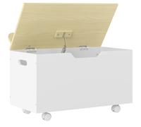 AIYAPLAY Baúl Juguetes Infantil con Ruedas Tapa Abatible con Bisagra de Seguridad Diseño de Nube Blanco y Natural