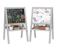 AIYAPLAY - Caballete infantil de doble cara, con pizarra blanca y pizarra, con estantes de almacenamiento incluidos, de 18 a 48 meses, color gris