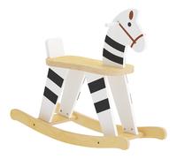AIYAPLAY Caballito Balancín para Bebés Caballo Balancín con Base de Madera y Respaldo para Niños de 1,5 a 3 Años Negro y Blanco Aosom España