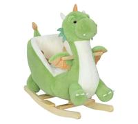AIYAPLAY Caballito Balancín para Bebés con Sonido de Dragón, Caballo Balancín de Peluche con Base de Madera, Cinturón de Seguridad, para Niños de 18-36 Meses, Verde