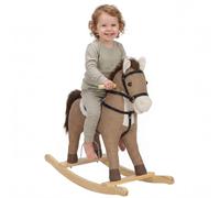 AIYAPLAY Caballito Balancín para Bebés de 12 a 36 Meses Marrón Oscuro | Caballo Balancín, Base de Madera, Sonidos y Asas de Seguridad, Regalo para Niños y Niñas