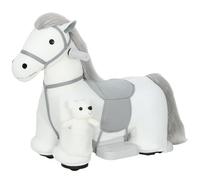 AIYAPLAY Caballito Eléctrico con Música Batería 6V Tacto Suave Ruedas Silenciosas de PU Marcha Adelante Blanco