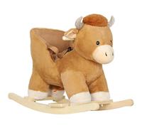 AIYAPLAY Caballo balancín de peluche para niños de 1 a 3 años con canción, cinturón de seguridad, base de madera, balancín de animales para niños, marrón
