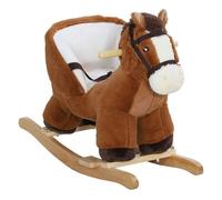 Aiyaplay caballo balancín para niños de 18-36 mesas caballo de juguete con sonido asas cinturón de seguridad y base de madera carga 25 kg 68x33x45 cm marrón 33 cm
