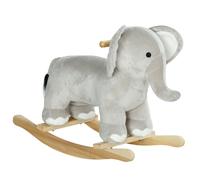 AIYAPLAY Caballo Balancín para Niños de 2-4 Años en Forma de Elefante con Sonido y Base de Madera Carga 40 kg 64,5x31x52 cm Gris