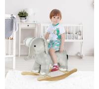 AIYAPLAY Caballo Balancín para Niños de 2-4 Años Caballo de Juguete en Forma de Elefante con Sonido Asas y Base de Madera Carga 40 kg 64,5x31x52 cm Gris