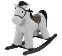AIYAPLAY Caballo balancín para niños, juguete balancín para bebé de peluche con efecto sonoro y muñeca, 71 x 26 x 55 cm, gris Aosom España