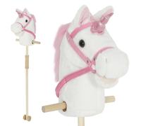 AIYAPLAY Caballo con Palo Unicornio para Niños 24+ Meses con Sonidos Realistas y Ruedas, 95x25x27 cm, Blanco
