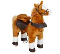 AIYAPLAY Caballo de montar para niños caballo a rodillos asiento elevado para niños 3-5 años carga 60 kg 70 x 28 x 70 cm marrón