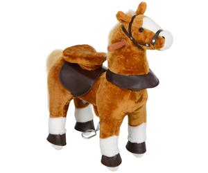 AIYAPLAY Caballo de montar para niños caballo a rodillos asiento elevado para niños 3-5 años carga 60 kg 70 x 28 x 70 cm marrón