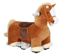 AIYAPLAY Caballo eléctrico para niños de 1,5 a 5 años con pedales, ruedas y sonidos integrados, caballo de peluche, PP, metal y ABS, 74 x 34 x 51 cm, marrón
