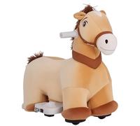AIYAPLAY Caballo Eléctrico para Niños de 18 a 36 Meses Caballo de Juguete Eléctrico con Batería 6V Ruedas y Música Carga 25 kg 69x34x53 cm Marrón