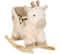 AIYAPLAY Caballo Mecedor para Niños Diseño Jirafa con Efecto Sonoro y Cinturón de Seguridad 68x35x50 cm Beige Aosom España