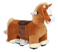 AIYAPLAY Caballo montable para niños, funda suave, alimentación por batería, música, ruedas, 1,5-5 años, Marrón Aosom España