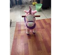 AIYAPLAY Caballo para Niños 2+ Años con 4 Ruedas y Relinchos, Cabeza Giratoria, Diseño a Pedales, Capacidad 60 kg, Rosa