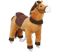 AIYAPLAY Caballo para niños, revestimiento de tela, armazón estable, ruedas suaves, caballo balancín, 3-5 años, marrón oscuro Aosom España
