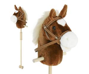 AIYAPLAY Cabeza de Caballo con Palo de Madera 95 cm de Altura Marrón | Sonidos y Ruedas, Caballo de Juguete