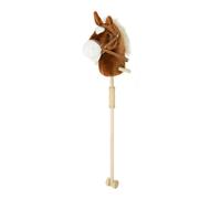Aiyaplay cabeza de caballo con palo de madera, sonidos y ruedas, caballo de juguete, 95 cm de altura, marrón 95 cm