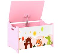 AIYAPLAY Caja de Almacenaje de Juguetes Baúl Juguetes Infantil con Tapa Abatible Asas Estampados de Animales 60x37x39 cm Rosa