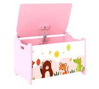 AIYAPLAY Caja de Almacenaje de Juguetes, Baúl Juguetes Infantil, Tapa Abatible con Cierre Suave, Asas, Estampados de Animales, para Libros, Ropa en Dormitorio, Sala de juegos, Guardería, Rosa