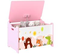 AIYAPLAY Caja de Almacenaje de Juguetes, Baúl Juguetes Infantil, Tapa Abatible con Cierre Suave, Asas, Estampados de Animales, para Libros, Ropa en Dormitorio, Sala de juegos, Guardería, Rosa