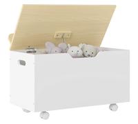 AIYAPLAY Caja de Almacenaje de Juguetes con Ruedas, Baúl Juguetes Infantil con Tapa Abatible con Bisagra de Seguridad, Diseño de Nube, para Dormitorio, Sala de juegos, Guardería, Blanco y Natural