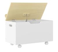 Aiyaplay caja de almacenaje de juguetes con ruedas, baúl juguetes infantil con tapa abatible con bisagra de seguridad, diseño de nube, para dormitorio, sala de juegos, guardería, blanco y natural 59 c
