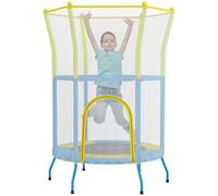 AIYAPLAY Cama Elástica Infantil Ø140x190 cm Trampolín para Niños de 3-6 Años con Red de Seguridad Barras Acolchadas Carga 45 kg para Interior Multicolor