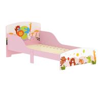 AIYAPLAY Cama infantil 3+ años en madera con bordes elevados y barandillas de seguridad, 143x77x60 cm, Rosa