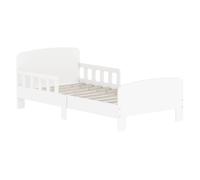 Aiyaplay cama infantil 70x140 cm, cama para niños con barrera anticaídas y somier, para niños y niñas de 3-8 años, blanco 74.2 cm