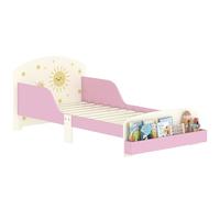 AIYAPLAY Cama Infantil 70x140 cm de Madera con Almacenaje Cama para Niños de +3 Años con Protección Anticaída Cabecero en Dibujos de Estrellas Carga 40 kg para Dormitorio Rosa