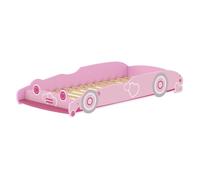 Aiyaplay cama infantil 70x140 cm, forma de coche, cama para niños con barrera anticaídas y somier, para niños y niñas de 3-5 años, rosa 158 cm