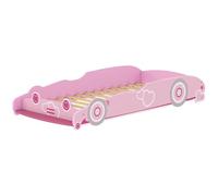 AIYAPLAY Cama Infantil 70x140 cm, Forma de Coche, Cama para Niños con Barrera Anticaídas y Somier, para Niños y Niñas de 3-5 Años, Rosa