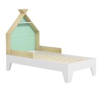AIYAPLAY Cama infantil con laterales anticaída, Cuna de madera de 3 a 8 años, 144x74x110cm, Verde