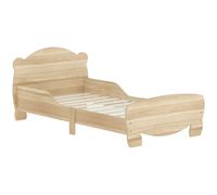 AIYAPLAY Cama Infantil de Madera con Barandillas y Diseño de Oso Estructura Baja para Niños de 3-6 Años 143,5x80x55 cm Natural
