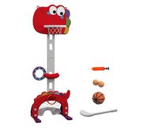 AIYAPLAY Canasta de Baloncesto Infantil 5 en 1 Canasta de Baloncesto para Niños Altura Ajustable con Fútbol Golf Lazo Juego de Lanzamiento de Pelota para Interior Rojo