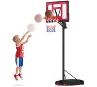 AIYAPLAY Canasta de Baloncesto Infantil con Altura Ajustable 200-260 cm Canasta de Baloncesto Exterior Portátil con Ruedas Base Rellenable y Bolsa de Peso Rojo y Negro